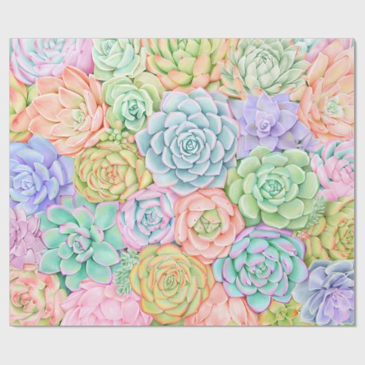 Succules Aquarellfarbene Pastel Joyful Geschenkpapier (Flach)