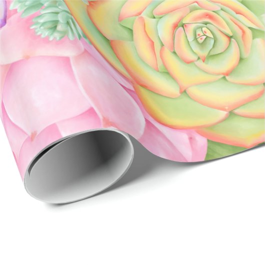 Succules Aquarellfarbene Pastel Joyful Geschenkpapier (Rolleneckpunkt)