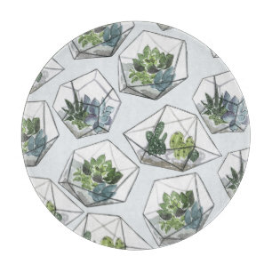 Succules Aquariums Aquarium Aquarellfarben Nahtlos Schneidebrett