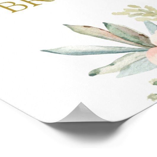 Succules Brautparty Begrüßungszeichen Poster (Ecke)