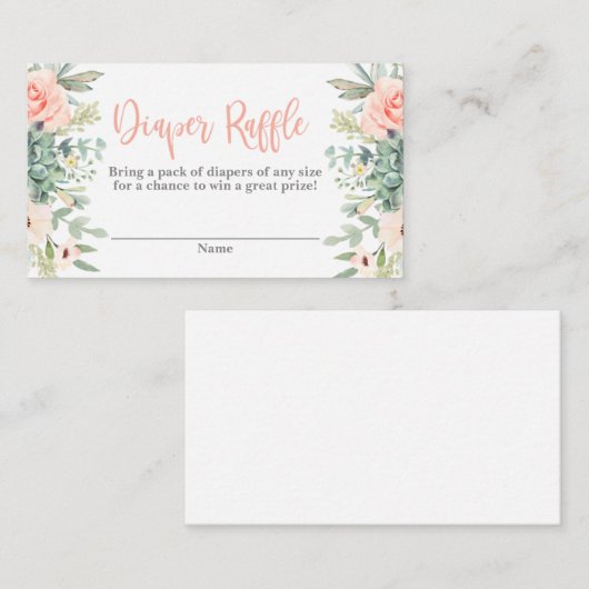 Succules Diaper Raffle Begleitkarte (Vorne/Hinten)