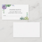 Succules Diaper Raffle Ticket für Babydusche Begleitkarte (Vorne/Hinten)