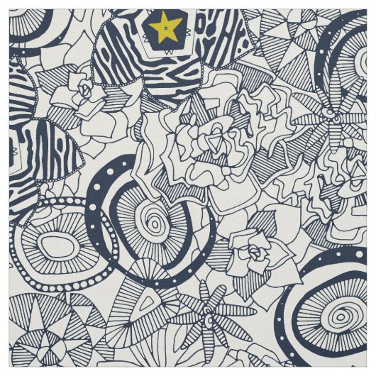 Succules Elfenbein Chartreuse-Stern Stoff (Muster)