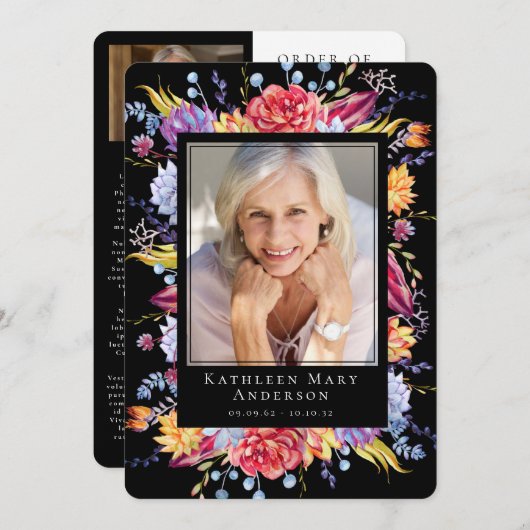 Succules floral Foto Memorial Service Programm (Vorne/Hinten)