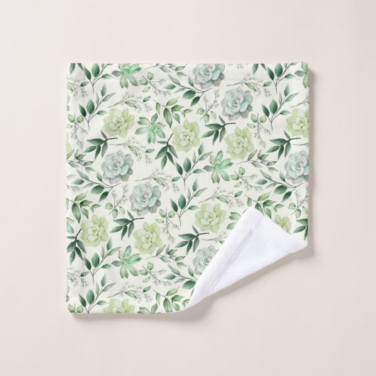 Succules & Green Blätter Badetuch Set (Waschlappen)