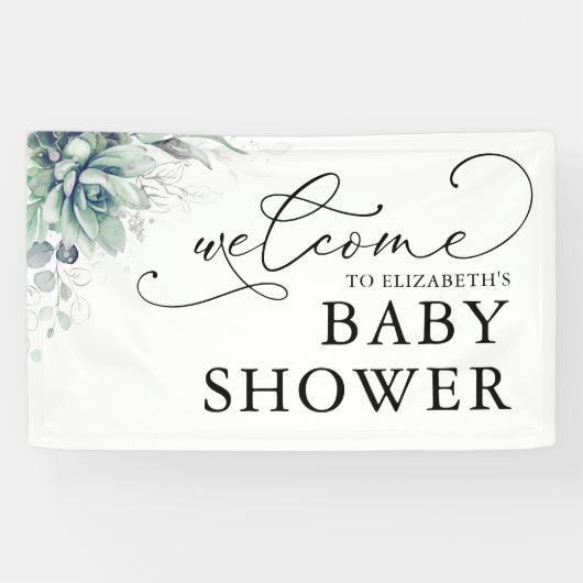 Succules Greenery Baby Shower Begrüßungsbanner Banner (Horizontal)