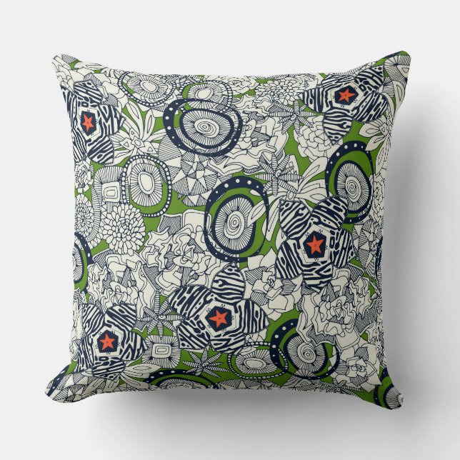 Succules grüner Orangenstern Kissen (Vorderseite)