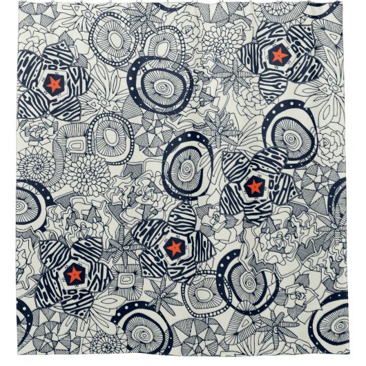 Succules ivory orange star duschvorhang (Vorderseite)