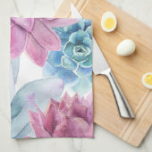 Succules Modern Chic Fiesta Garden Floral Weiß Geschirrtuch (Viertel Falte)