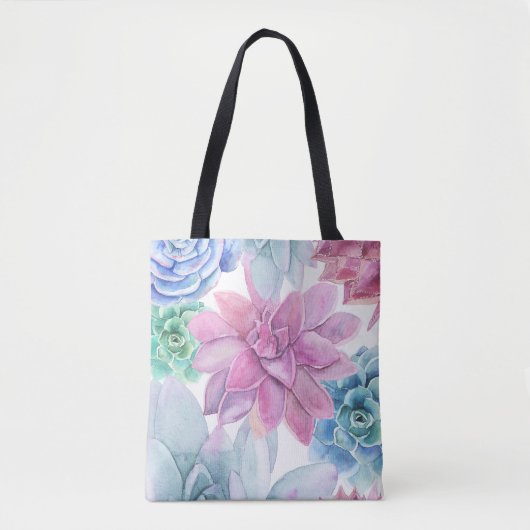 Succules Modern Chic Fiesta Garden Floral Weiß Tasche (Vorderseite)