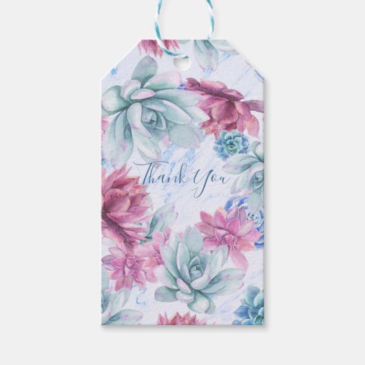 Succules Modern Chic Marmor Brautparty Fiesta Geschenkanhänger (Vorderseite)