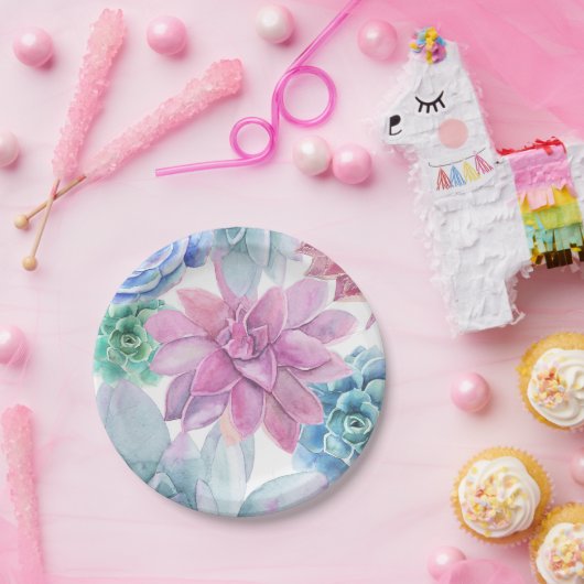 Succules Modern Chic Marmor Brautparty Fiesta Pappteller (Party)