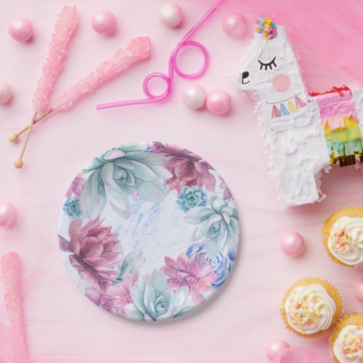 Succules Modern Chic Marmor Brautparty Fiesta Pappteller (Party)