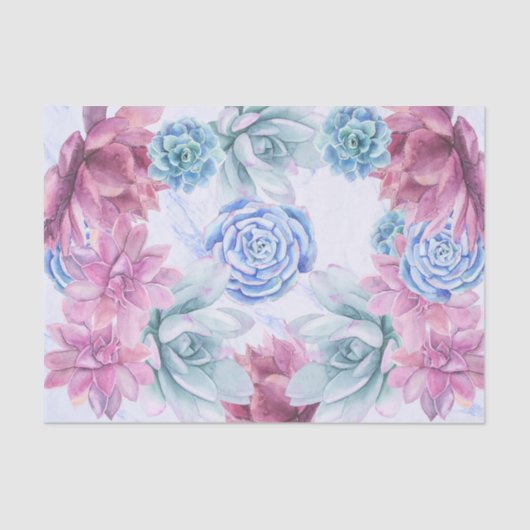 Succules Modern Chic Marmor Brautparty Fiesta Seidenpapier (Vorderseite)