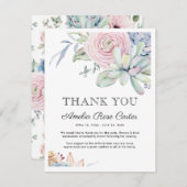 Succulous floral Vielen Dank, dass Sie Beerdigungs Dankeskarte (Vorne/Hinten)