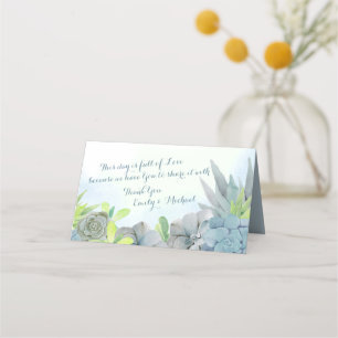 Succulous Garden Watercolor Steel Blue Platzkarte