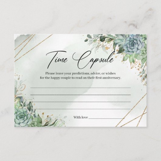 Succultus eucalyptus gold frame Zeit Kapselkarte Begleitkarte (Vorderseite)