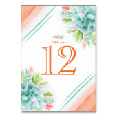 Succulus wasserfarbengrüne orangefarbene Tischnumm Tischnummer (Vorderseite)