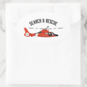 Such- und Rettungshubschrauber Ovaler Aufkleber (Tasche)