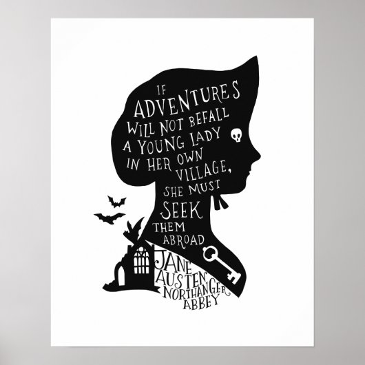 Suche Abenteuer Northanger Abbey Zitat Poster (Vorne)