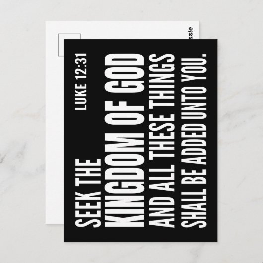 Suche das Reich Gottes und all diese Dinge werden Postkarte (Vorne/Hinten)