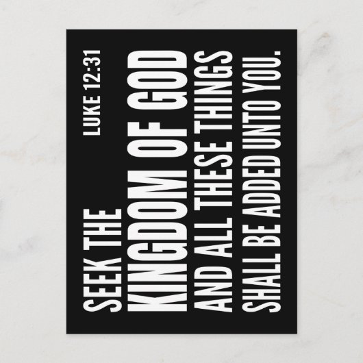 Suche das Reich Gottes und all diese Dinge werden Postkarte (Vorderseite)