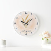 Suche Gnade – Wasserfarben-Weizen-Serenity-Uhr Große Wanduhr (Zuhause)