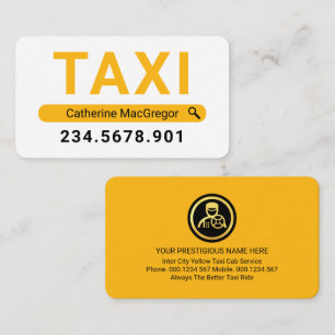 Suche Ihren Namen Gelber Taxi Visitenkarte