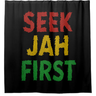 Suche Jah zuerst Rastafari-Reggae-Rasta-Farben Duschvorhang
