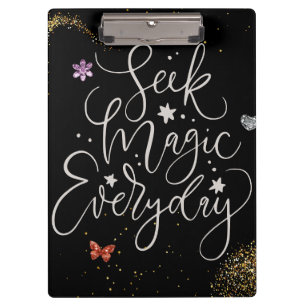 Suche jeden Tag nach Magie - Glam Glitter Clipboar Klemmbrett