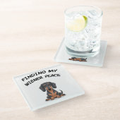 Suche meine Dackel Frieden Funny Dackel Geschenk Glasuntersetzer (Schrägansicht)
