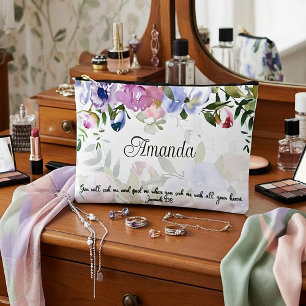Suche mich von ganzem Herzen, florale Personalisie Zubehörtasche
