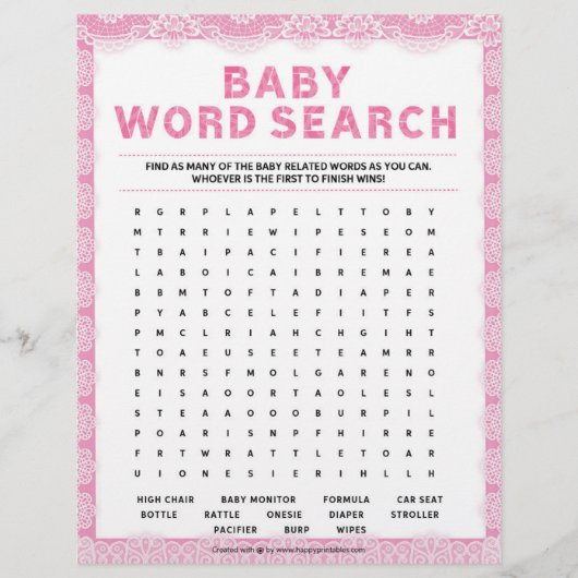 Suche nach Baby Word [Luxus-Spitze [Rosa] Briefbogen (Vorderseite)