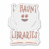 Suche nach Bibliotheken Spaß Bookish Ghost Cartoon Aufkleber (Vorderseite)