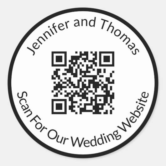 Suche nach der Website für Hochzeiten Schwarzweiß Runder Aufkleber (Vorderseite)