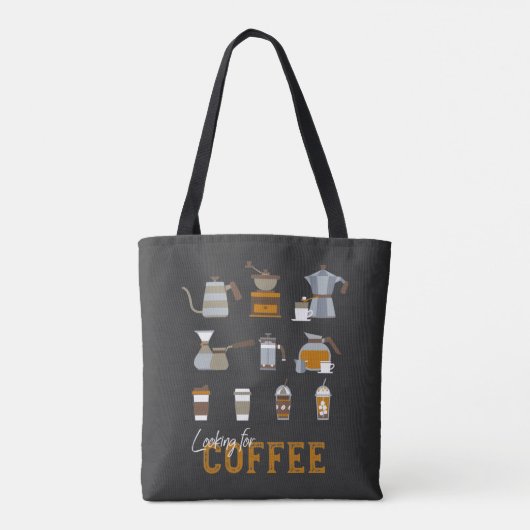 Suche nach köstlichen Kaffee-Drinks Tasche (Rückseite)