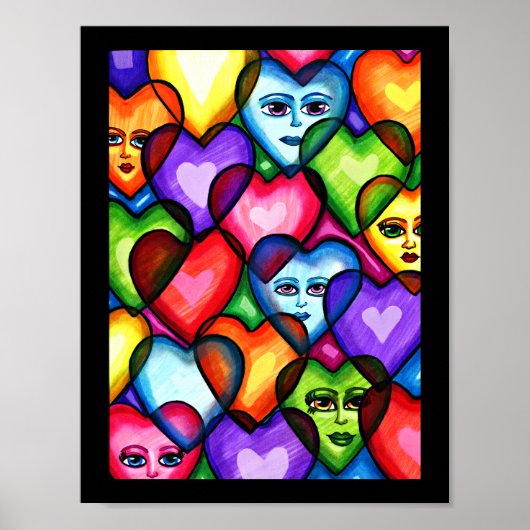 Suche nach Liebe Abstrakte Herzen Originalkunst Poster (Vorne)