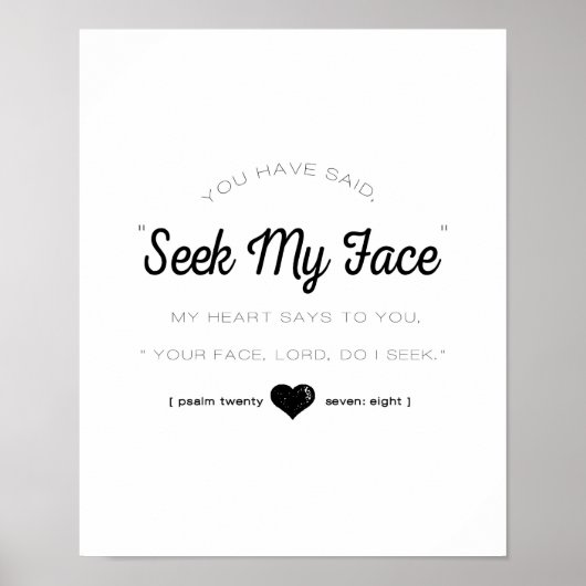 Suche nach meinem Gesicht, Psalm-Schrift Poster (Vorne)