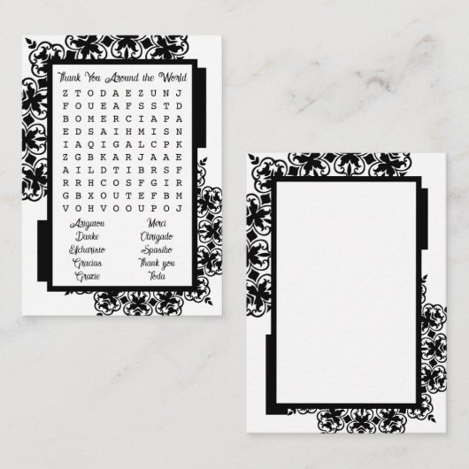 Suche nach Schwarz und Weiß - Vielen Dank Mitteilungskarte (Vorne/Hinten)