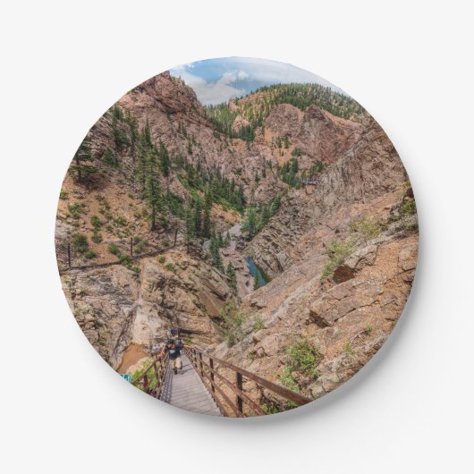 Suche nach sieben Falltreppen Papier-Teller Pappteller (Vorderseite)