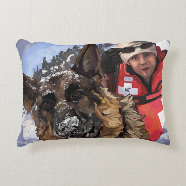 Suche und Rettung deutscher Schafe im Schnee Dekokissen (Vorderseite)