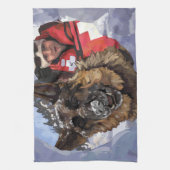 Suche und Rettung deutscher Schafe im Schnee Geschirrtuch (Vertikal)