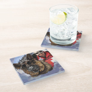 Suche und Rettung deutscher Schafe im Schnee Glasuntersetzer