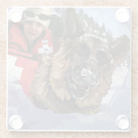 Suche und Rettung deutscher Schafe im Schnee Glasuntersetzer (Rückseite)