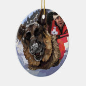 Suche und Rettung deutscher Schafe im Schnee Keramikornament (Rechts)