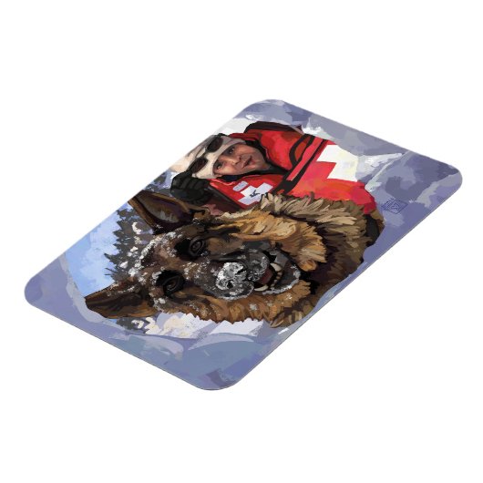 Suche und Rettung deutscher Schafe im Schnee Magnet (Linke Seite)