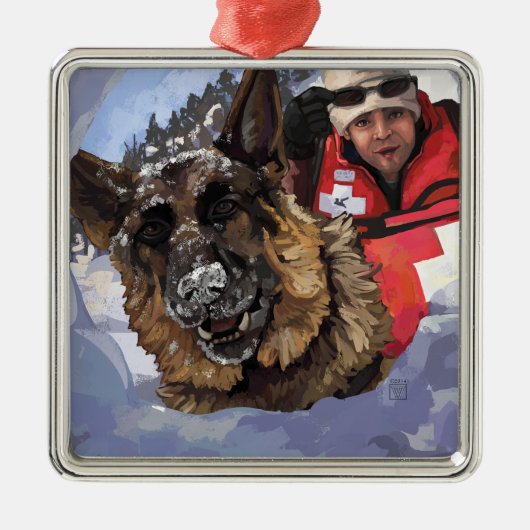 Suche und Rettung deutscher Schafe im Schnee Ornament Aus Metall (Vorne)