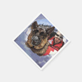 Suche und Rettung deutscher Schafe im Schnee Serviette (Ecke)