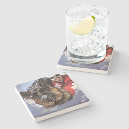 Suche und Rettung deutscher Schafe im Schnee Steinuntersetzer (Seitenansicht)