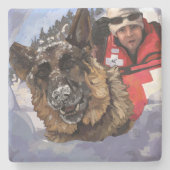 Suche und Rettung deutscher Schafe im Schnee Steinuntersetzer (Vorderseite)